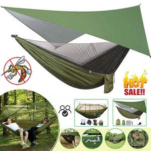 Portable Double 2 Person Camping Hammock Tent with Mosquito Net / Rain Fly Tarp - Picture 1 of 34