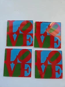 Robert Indiana Love Glass Coaster Set of 4 Indianapolis Museum of Art 2011 - Picture 1 of 7