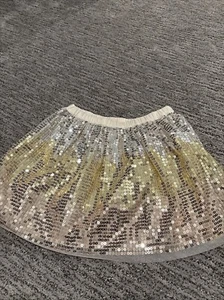 Cat & Jack Girls Size M 7/8 Sequin Pull-On Tutu Mini Skirt Fit & Flare Silver - Picture 1 of 4