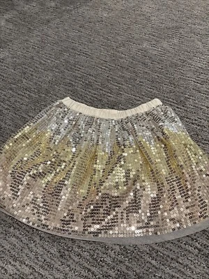 Cat & Jack Girls Size M 7/8 Sequin Pull-On Tutu Mini Skirt Fit & Flare Silver - Image 1 of 4