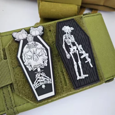 GAUGEUSA PVC Skull Skeleton Skeleton Tactical Military Morale Patch Hook an Loop For Bags