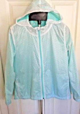 Chaqueta Parka NANETTE LEPORE Mujer AZUL Cremallera Con Capucha Flores Recortes TALLA L NUEVA SIN ETIQUETAS Foto 1 de 4