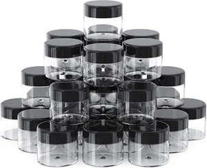 Plastic Jars with Black Lids BPA Free, Small Refillable Storage Containers - Picture 1 of 62
