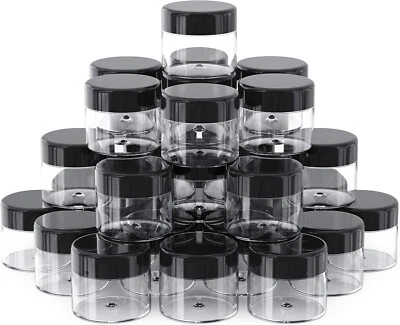 Plastic Jars with Black Lids BPA Free, Small Refillable Storage Containers - Image 1 of 4