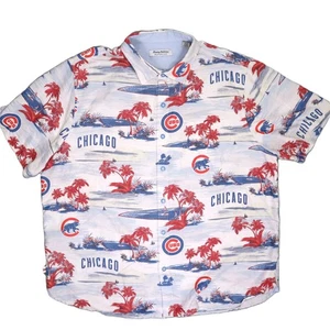 Camicia hawaiana Tommy Bahama Chicago Cubs MLB Coconut Point XXL blu rosso palme - Foto 1 di 5