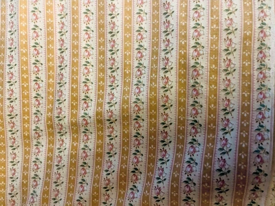 VTG Ticking  Floral Stripes of White & Yellow  & Pink Florals BTFQ - Image 1 of 4