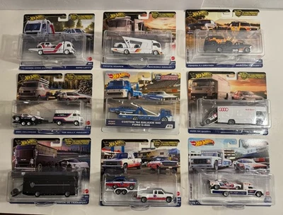 Hot Wheels Team Transport lote de 9 Plymouth Cuda Snake Honda Nova Lykan Galaxie Foto 1 de 4