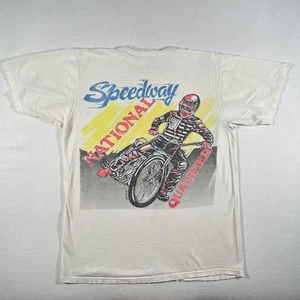 Vintage Auburn Speedway Shirt Mens Large White Motor National Qualifier 80s - Picture 1 of 18