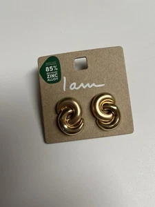 ICH BIN Schmuck EINZIGARTIGE GOLDFARBENE METALL Wirbel OHRSTECKER Zinklegierung - Bild 1 von 3