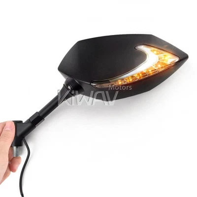 KiWAV Lucifer DUAL LED motorcycle mirrors running light + indicator M8 metric ε - Image 1 of 4