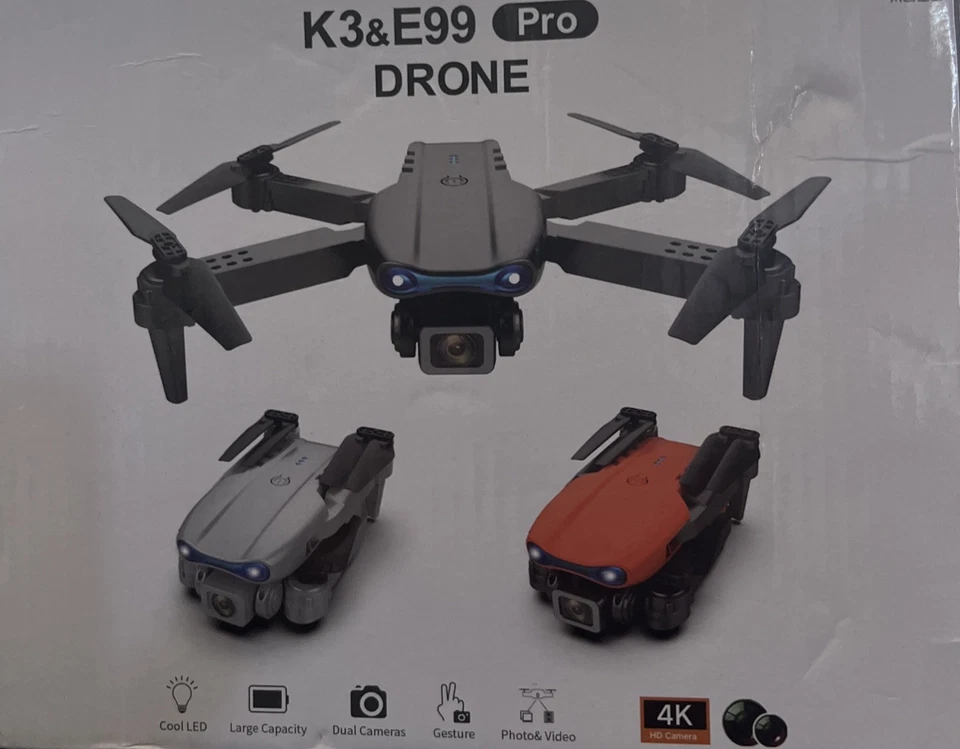 E99 K3 Pro Drone | HD 4K Camera Double Folding RC Quadcopter. New - Image 1 of 4