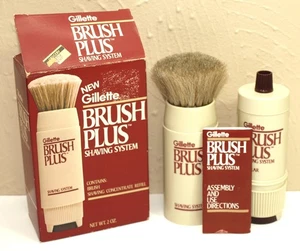 Sistema di rasatura vintage 1984 NOS Gillette BRUSH PLUS * spazzola e ricarica con libretto - Foto 1 di 3