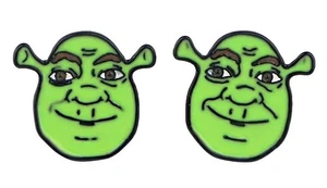 Aretes Shrek de 1/2 pulgada de alto esmaltados en metal - Imagen 1 de 1