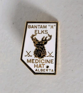 Bantam A Elks Medicine Hat Alberta Hockey Lapel Pin Badge Enamel Vintage #373 - Foto 1 di 3