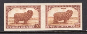 Argentina 1945 "Lanas" 30c No Watermark IMPERF Pair MNH #533 - Bild 1 von 1