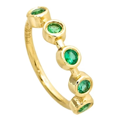 Joyería Avalancha 20G Oro 14K Bisel Conjunto Aro Nariz Esmeralda, 8mm, May Bir Foto 1 de 4