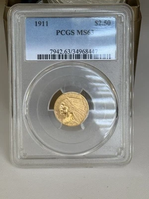1911 $2.50 Gold Indian Head PCGS MS63 - Image 1 of 4