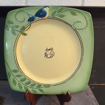 Vajilla decorativa de plato cuadrado Ganz Spring Bird Nest Foto 1 de 4