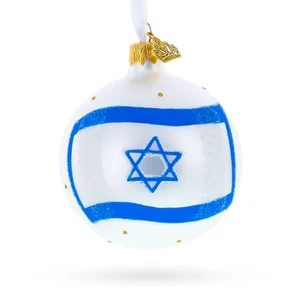 Flag of Israel Glass Ball Ornament 3.25 Inches - Picture 1 of 5