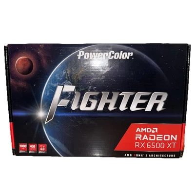 New PowerColor Fighter AMD Radeon RX 6500 XT Gaming Graphics GPU Card 4GB GDDR6 - Image 1 of 3