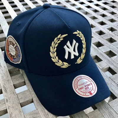 New York NY Yankees 1928 WS Patch Mitchell Ness Pro Pinch Blue Snapback Cap Hat - Image 1 of 4