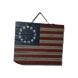 Rustic Wooden "Betsy Ross Flag" Wall Art Primitive Home Decor Hanging Wall Pictu - Picture 1 of 6
