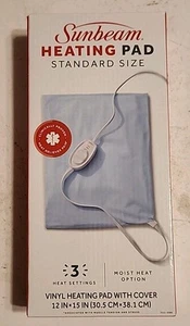 Sunbeam Heating Pad Standard Size 3 Heat Settings Moist Heat Option 12X15 - Picture 1 of 4