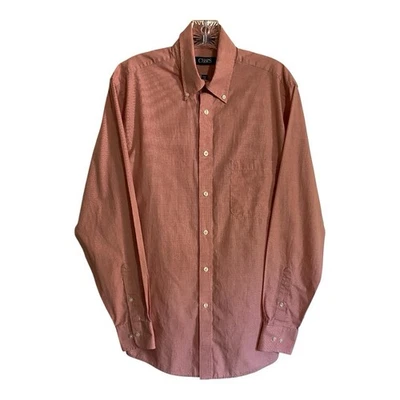 CHAPS Classic Fit Shirt Men's Sz 15 1/2 34/35 Coral/Salmon Gingham Long Sleeve - Image 1 of 4