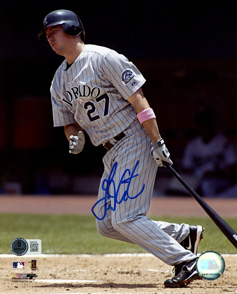 Foto autografiada por Garrett Atkins de los Colorado Rockies 8x10 Beckett 45192 Foto 1 de 1