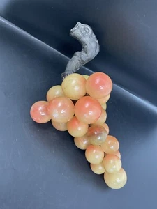 Vintage MCM Italian Alabaster Orange Yellow Stone Grape Cluster W/ Stem 14” L - Picture 1 of 18