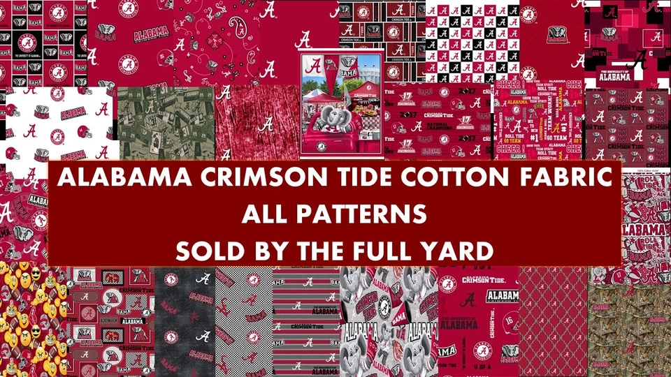 University of Alabama Crimson Tide Cotton Fabric by the Full Yard-ALL PATTERNS - Image 1 of 1