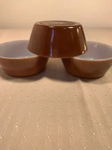 Vintage Set Of 3 Federal Milk Glass Cereal Bowls-opalware Brown In Color - Picture 1 of 6