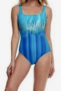 Gottex Moroccan Sky U-Ausschnitt Einteiler Badeanzug Blau/Multi Größe 16 Atemberaubend - Bild 1 von 4