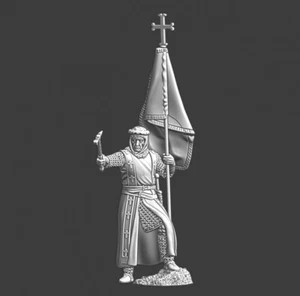 Northern Crusades Miniatures Medieval Bishop w Banner 28 32 35 40 50 54mm 3D - Bild 1 von 4