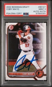 2022 Bowman Draft Coby Mayo PSA 9 + Auth On-Card Auto POP 1 - Picture 1 of 2