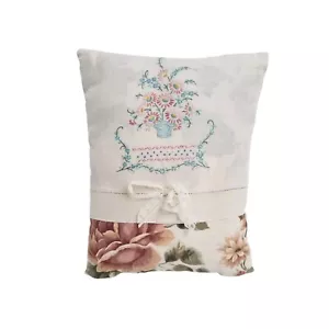 Almohada Bordada Vintage Decorativa Peluche Floral Shabby Chic 12x9" - Imagen 1 de 12