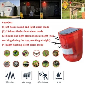 Outdoor Solar Strobe Alarm LED Light Animal Repeller Sensor Detector For Garden - Picture 1 of 15