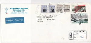 Canada 1987 Audio Service Corp Regd Airmail Long Multiple Stamps Cover ref 22049 - Picture 1 of 2