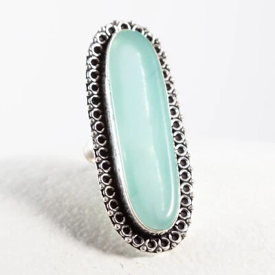Sehr langer cooler Silber Ring, 925ger Sterlingsilber, Chalcedon, Gr. 57 - Bild 1 von 4