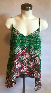 BCBG Max Azria Kelly Green, Pink & White Floral "Cora" Tank Top, Size XS - Picture 1 of 8