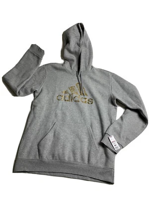 Adidas Pullover Sudadera con Capucha Hombres Talla M Gris Sudadera Dorado Líquido TreFoil HK9146 Foto 1 de 4