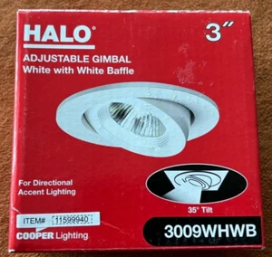 Halo 3009WHWB Matte White 35 Degree 3 Inch Adjustable Gimbal Trim - Cooper Light - Picture 1 of 3