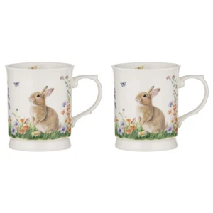 2x Ashdene New Bone China 400ml Sweet Meadows Bunny Brown Mug Tea/Coffee Cup - Picture 1 of 5