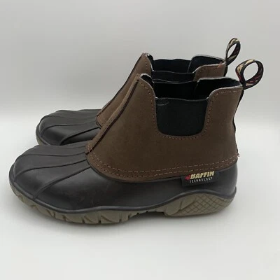 BAFFIN Botas al Tobillo Pato Mujer 7 Hombre 5 Goma Marrón Cuero Sin Cordones Canadá Usadas en Excelente Condición Foto 1 de 4
