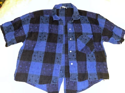 vintage 80s/90s heshy ll plaid top size large - Image 1 of 4