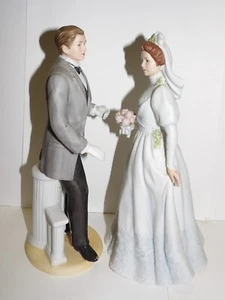 HOMCO Wedding Bride 1480 & Groom  1440 Porcelain Figures 8.25" - Picture 1 of 7