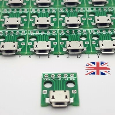 5 Pin Micro USB DIP PCB Breakout Board SIP Adapter Micro-B 2.54mm UK - Image 1 of 2