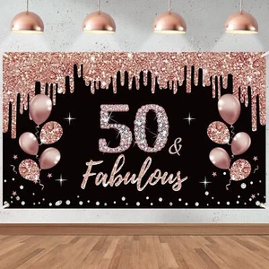 50th Birthday Decorations 50 & Fabulous Birthday Banner for Women Rose Gold 5... - Picture 1 of 6