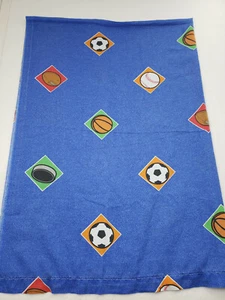 1 Vintage Bibb Company Twin Flat Sheet Sports  Red Blue 90s Made USA - Picture 1 of 9