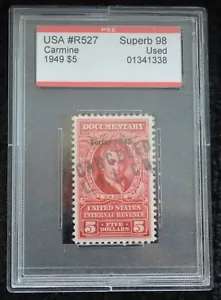 USA $5 Scott Catalog Number R527 Encapsulated Graded by PSE as 98 - Picture 1 of 2